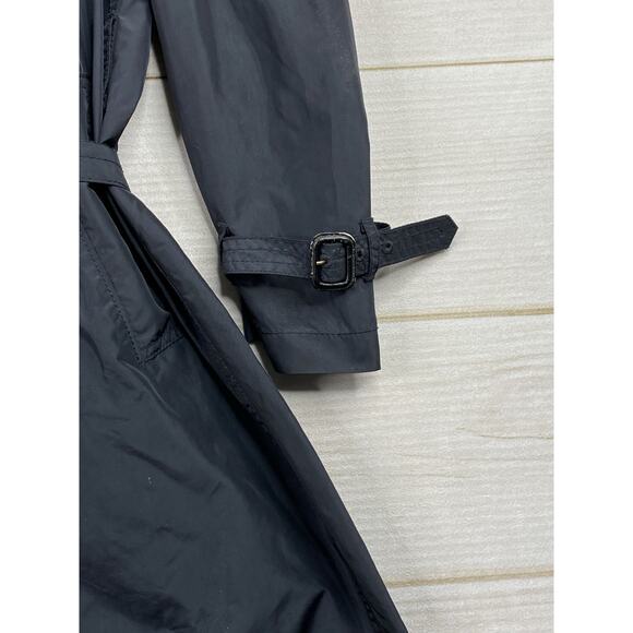 Banana Republic Rain Coat Womens S Black Polyurethane Coated Trench Belted 90s - Picture 3 of 14